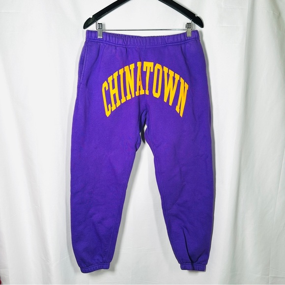 Chinatown Market Arc Logo Sweatpants Purple/Gold Fleece Streetwear Men’s M - Picture 3 of 14